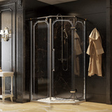 Carved Glass Decorative Washroom Diamond Shower Door Enclosure