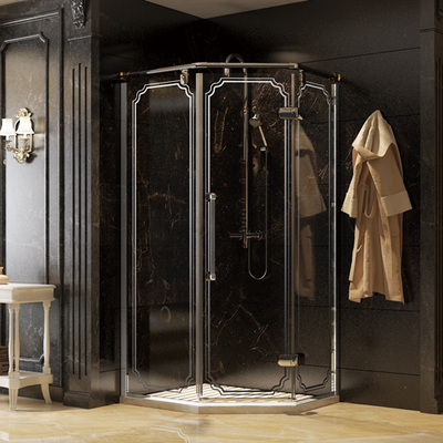 Carved Glass Decorative Washroom Diamond Shower Door Enclosure