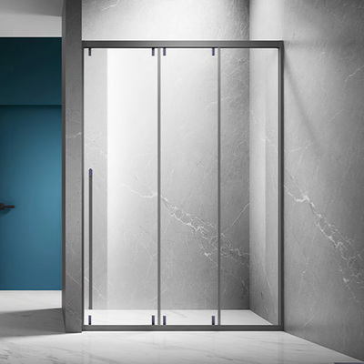 K403 Minimalist Style Three Glasses Linked Bathroom Shower Door Screen