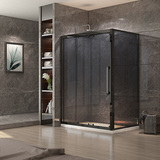 Three Glasses Tempered Matt Black Shower Door Enclosure